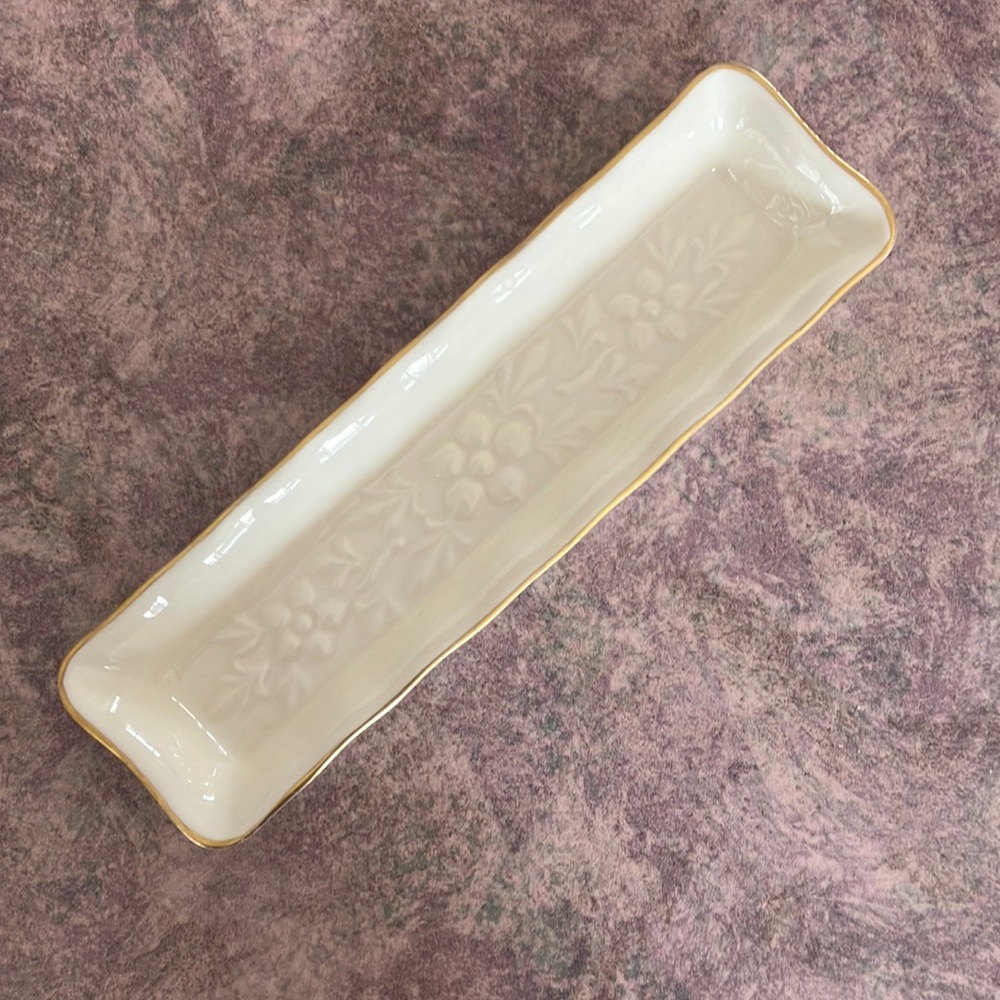 Vintage Aynsley Bone China Long Trinket Dish
